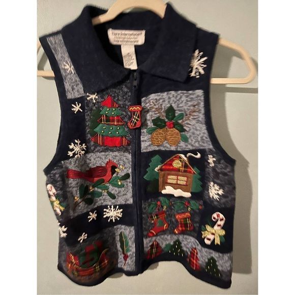 Vintage tiara international Christmas sweater vest medium - Picture 2 of 4
